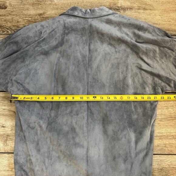 VTG Avanti Gray Genuine Pig Suede Open Jacket Push Sleeves Blazer Size Medium M - Picture 5 of 14